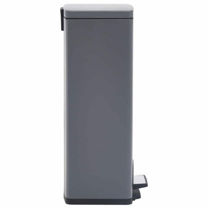 145972 vidaXL Dustbin with Pedal Anti-fingerprint 30L Grey Stainless Steel