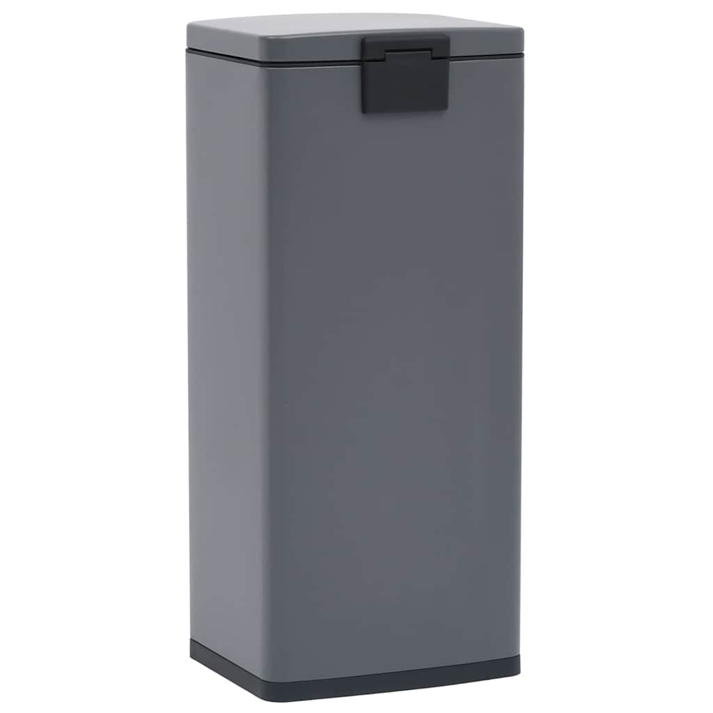 145972 vidaXL Dustbin with Pedal Anti-fingerprint 30L Grey Stainless Steel