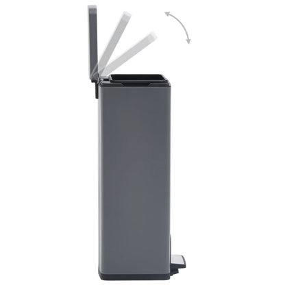 vidaXL Dustbin with Pedal Anti-fingerprint 30L Grey Stainless Steel