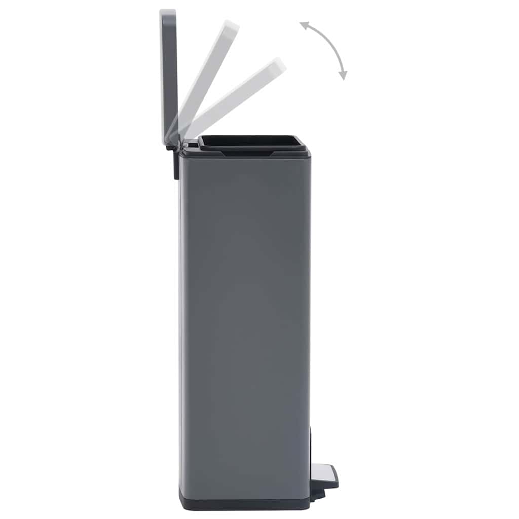 145972 vidaXL Dustbin with Pedal Anti-fingerprint 30L Grey Stainless Steel