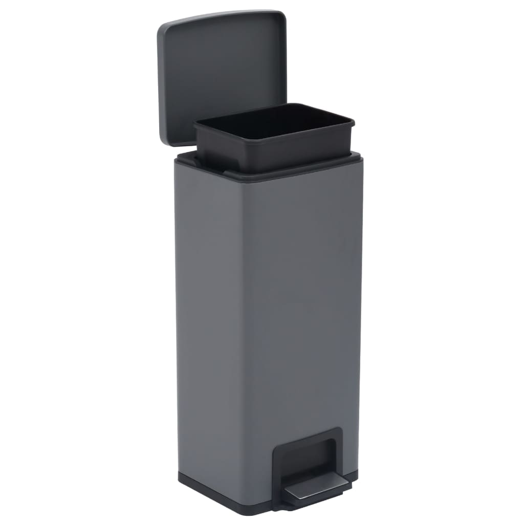 vidaXL Dustbin with Pedal Anti-fingerprint 30L Grey Stainless Steel