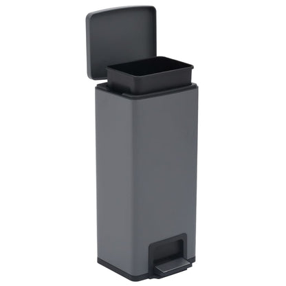 vidaXL Dustbin with Pedal Anti-fingerprint 30L Grey Stainless Steel