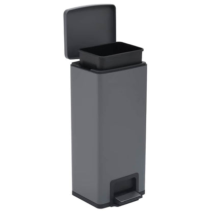 145972 vidaXL Dustbin with Pedal Anti-fingerprint 30L Grey Stainless Steel