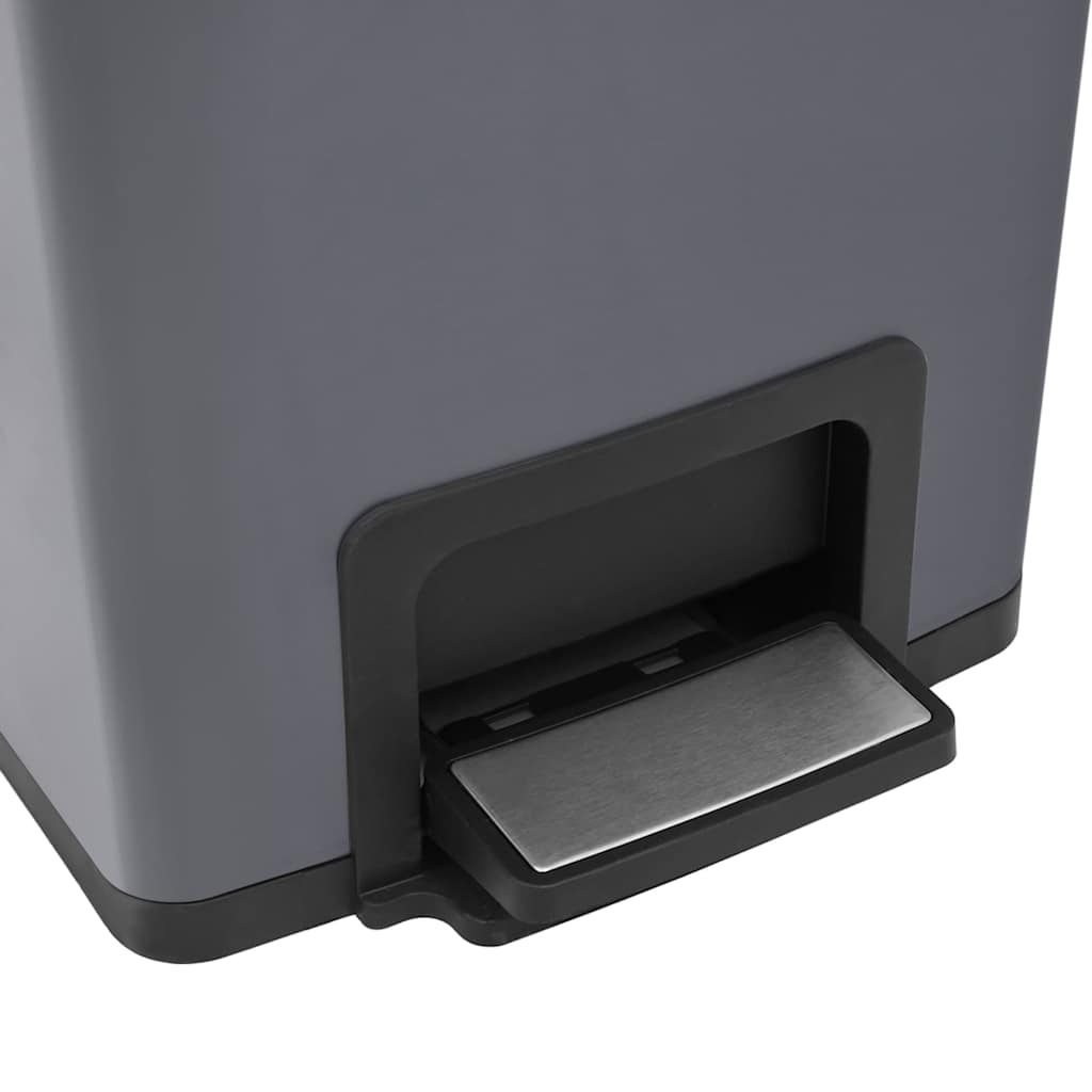 145972 vidaXL Dustbin with Pedal Anti-fingerprint 30L Grey Stainless Steel