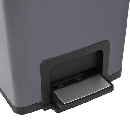 145972 vidaXL Dustbin with Pedal Anti-fingerprint 30L Grey Stainless Steel