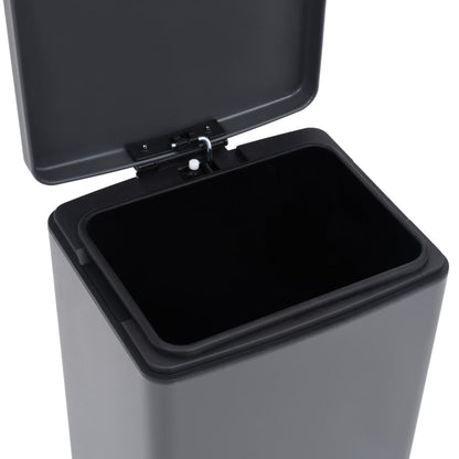 vidaXL Dustbin with Pedal Anti-fingerprint 30L Grey Stainless Steel