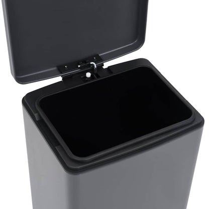 145972 vidaXL Dustbin with Pedal Anti-fingerprint 30L Grey Stainless Steel