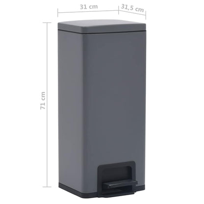 145972 vidaXL Dustbin with Pedal Anti-fingerprint 30L Grey Stainless Steel