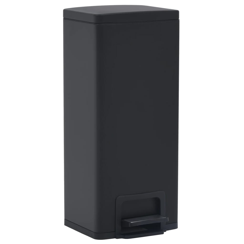 vidaXL Dustbin with Pedal Anti-fingerprint 30L Black Stainless Steel