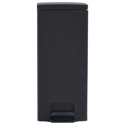 vidaXL Dustbin with Pedal Anti-fingerprint 30L Black Stainless Steel