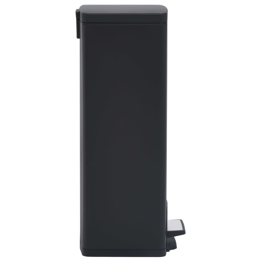 vidaXL Dustbin with Pedal Anti-fingerprint 30L Black Stainless Steel