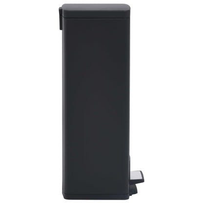 vidaXL Dustbin with Pedal Anti-fingerprint 30L Black Stainless Steel
