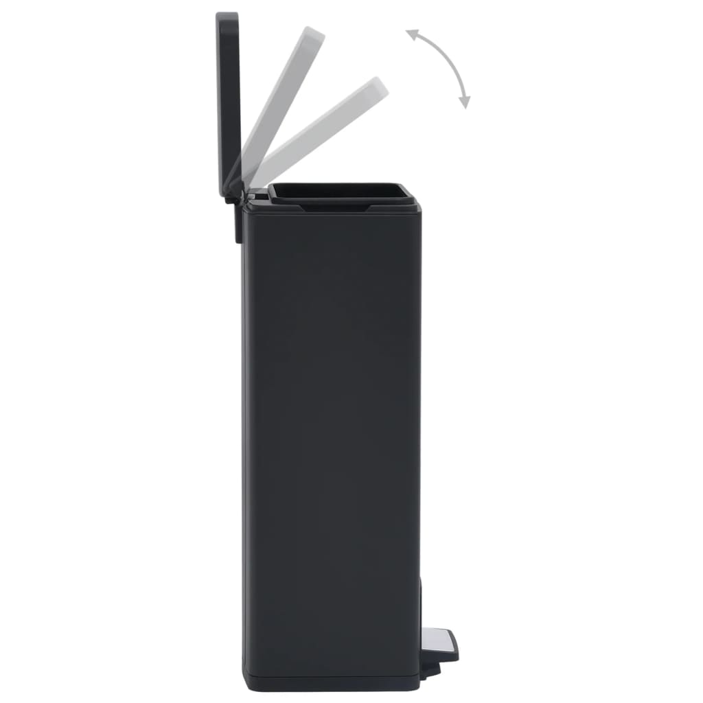 vidaXL Dustbin with Pedal Anti-fingerprint 30L Black Stainless Steel