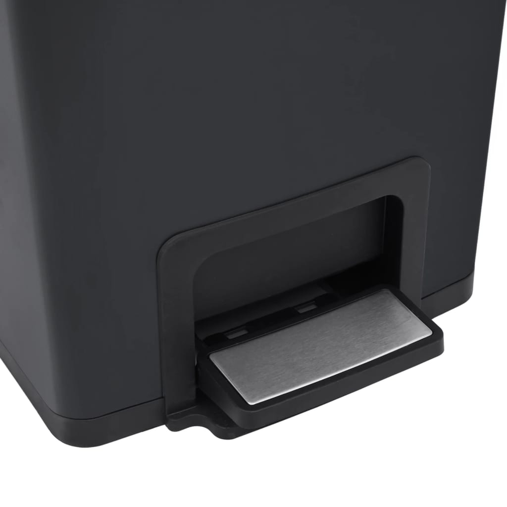 vidaXL Dustbin with Pedal Anti-fingerprint 30L Black Stainless Steel