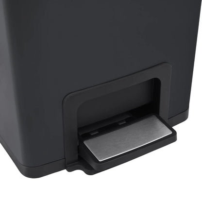 vidaXL Dustbin with Pedal Anti-fingerprint 30L Black Stainless Steel