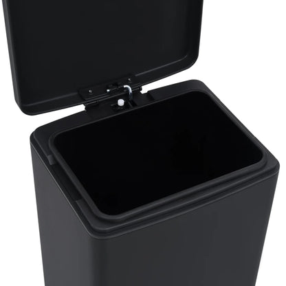 vidaXL Dustbin with Pedal Anti-fingerprint 30L Black Stainless Steel