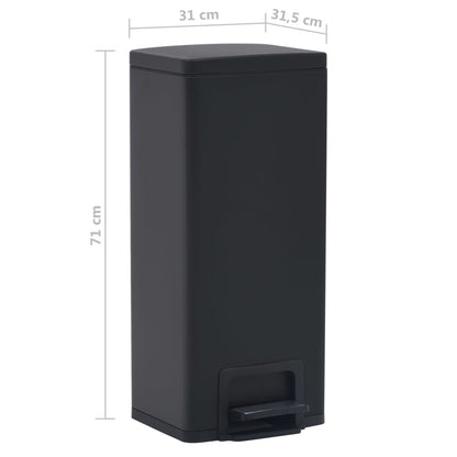 vidaXL Dustbin with Pedal Anti-fingerprint 30L Black Stainless Steel