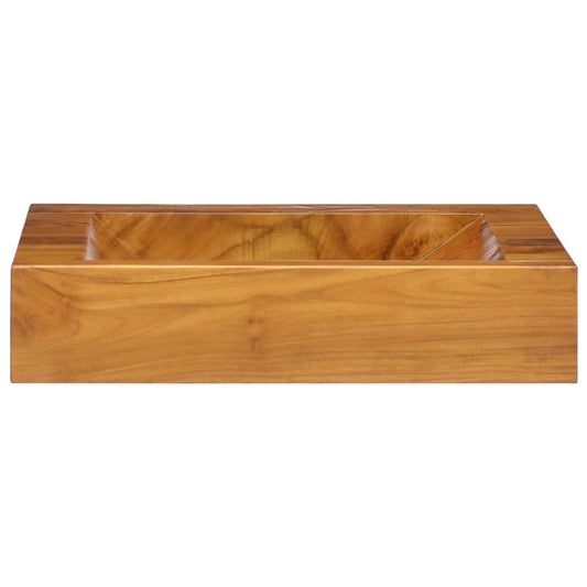 vidaXL Basin Solid Teak Wood 50x35x10 cm