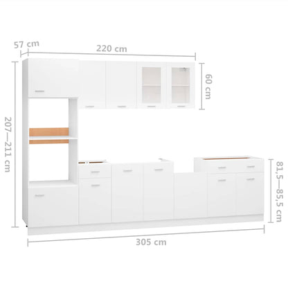 vidaXL 7 Piece Kitchen Cabinet Set Lyon White Engineered Wood