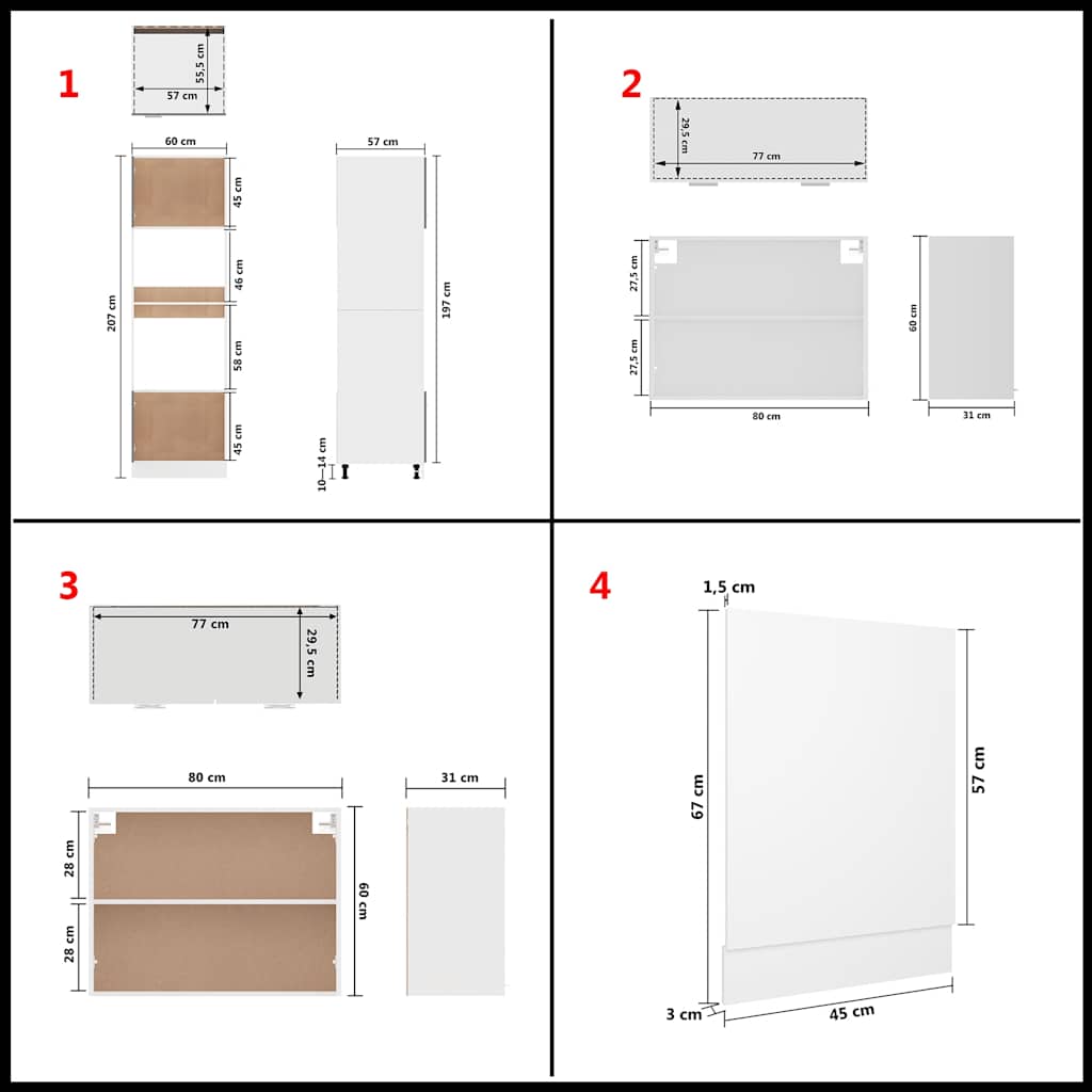 vidaXL 7 Piece Kitchen Cabinet Set Lyon White Engineered Wood