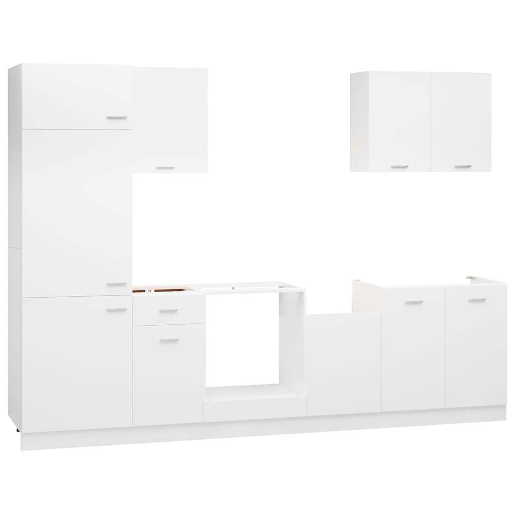 vidaXL 7 Piece Kitchen Cabinet Set Lyon" White Engineered Wood