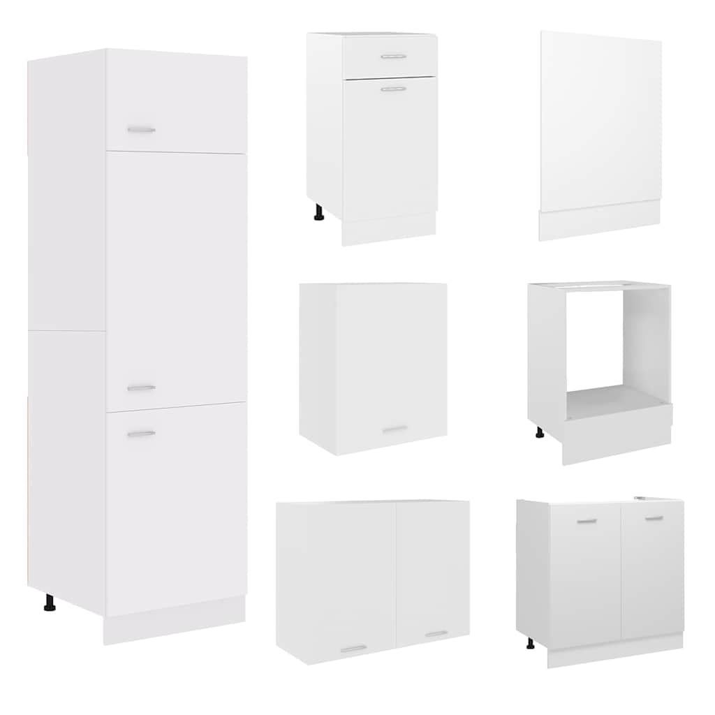 vidaXL 7 Piece Kitchen Cabinet Set Lyon" White Engineered Wood