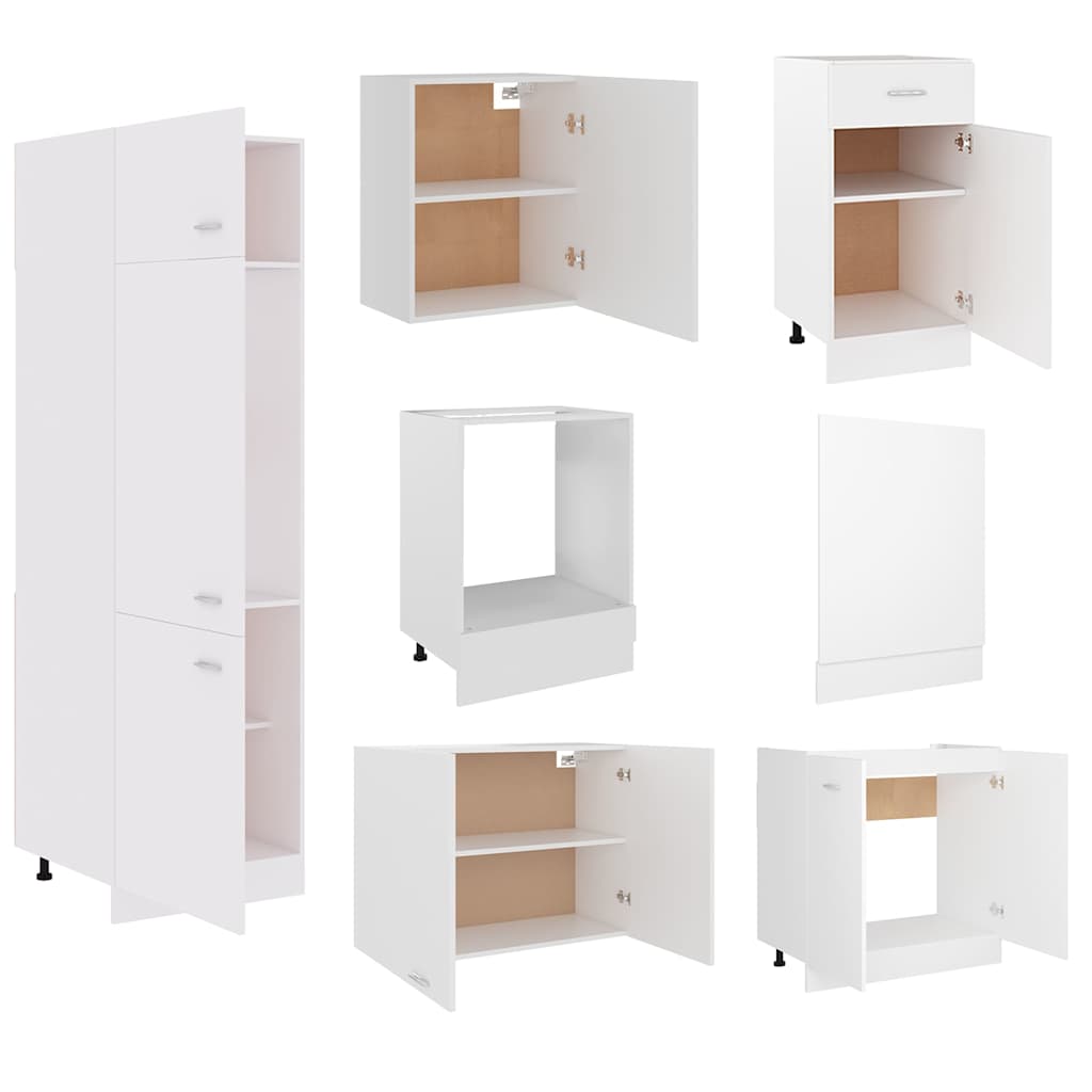 vidaXL 7 Piece Kitchen Cabinet Set Lyon" White Engineered Wood