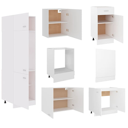 vidaXL 7 Piece Kitchen Cabinet Set Lyon" White Engineered Wood