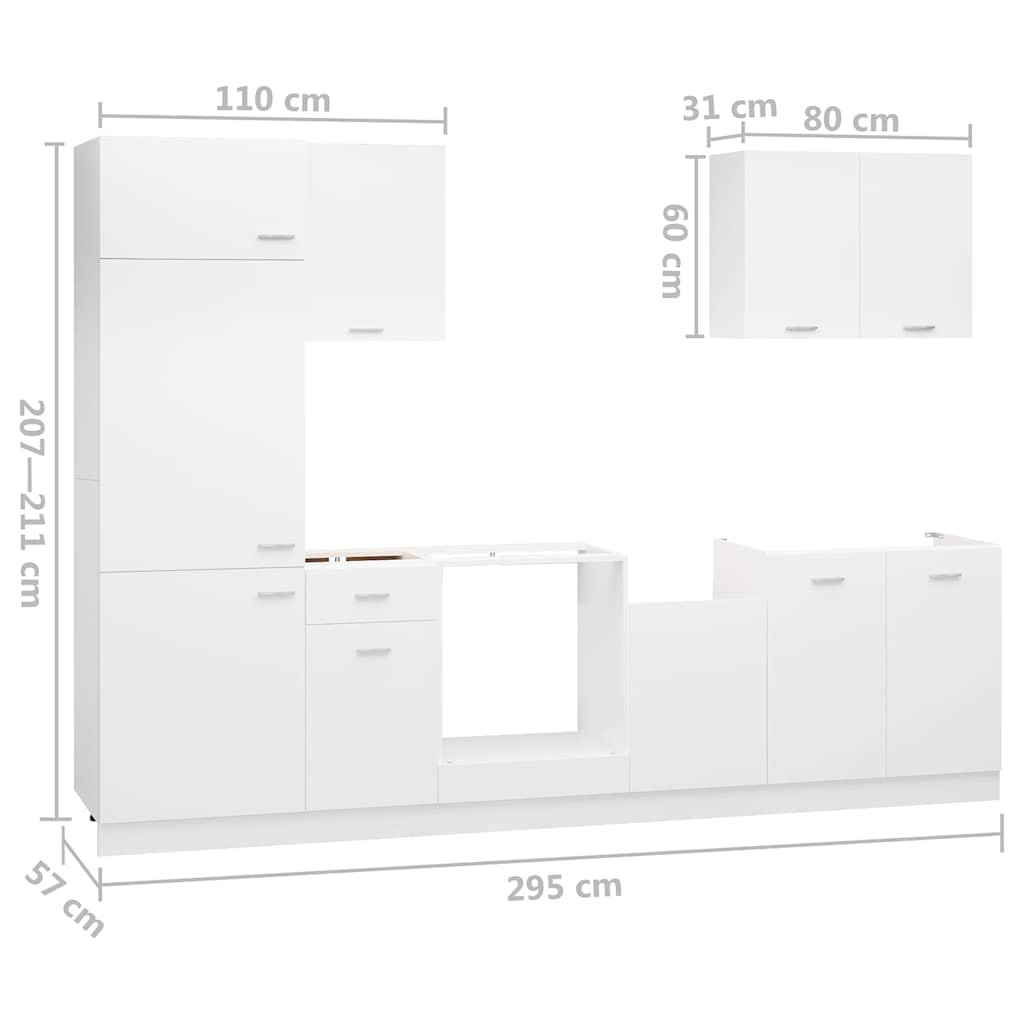 vidaXL 7 Piece Kitchen Cabinet Set Lyon" White Engineered Wood
