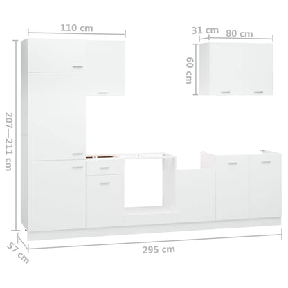 vidaXL 7 Piece Kitchen Cabinet Set Lyon" White Engineered Wood