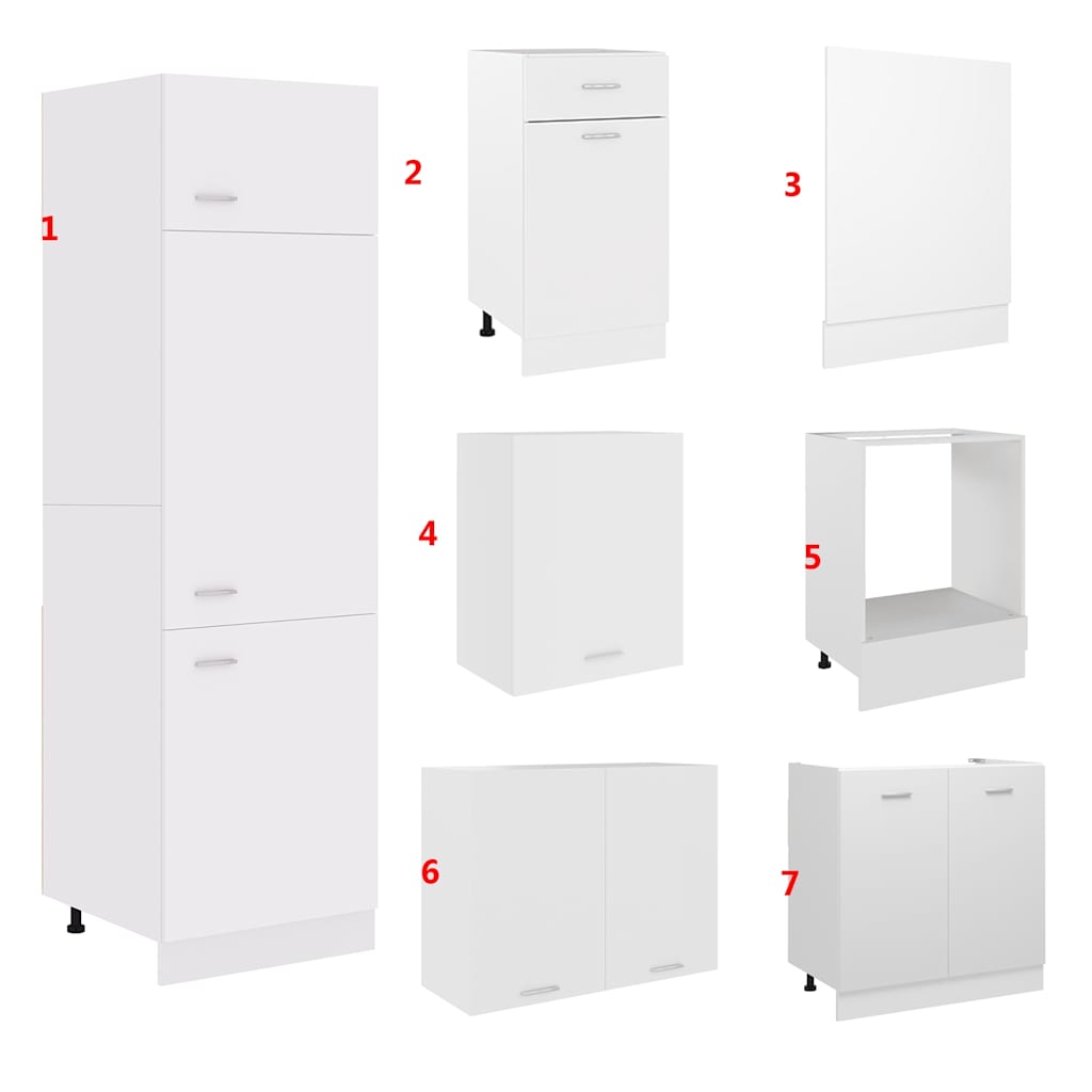 vidaXL 7 Piece Kitchen Cabinet Set Lyon" White Engineered Wood