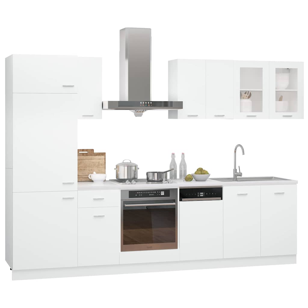 vidaXL 8 Piece Kitchen Cabinet Set Lyon" White Engineered Wood