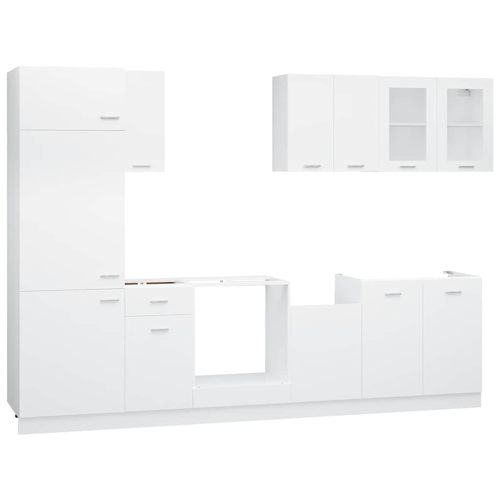 vidaXL 8 Piece Kitchen Cabinet Set Lyon White Engineered Wood