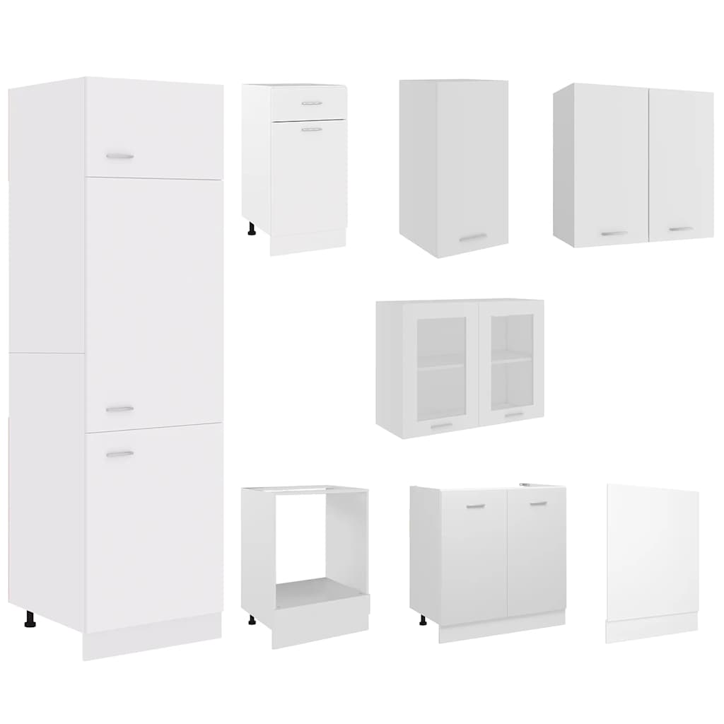 vidaXL 8 Piece Kitchen Cabinet Set Lyon White Engineered Wood