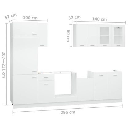 vidaXL 8 Piece Kitchen Cabinet Set Lyon" White Engineered Wood