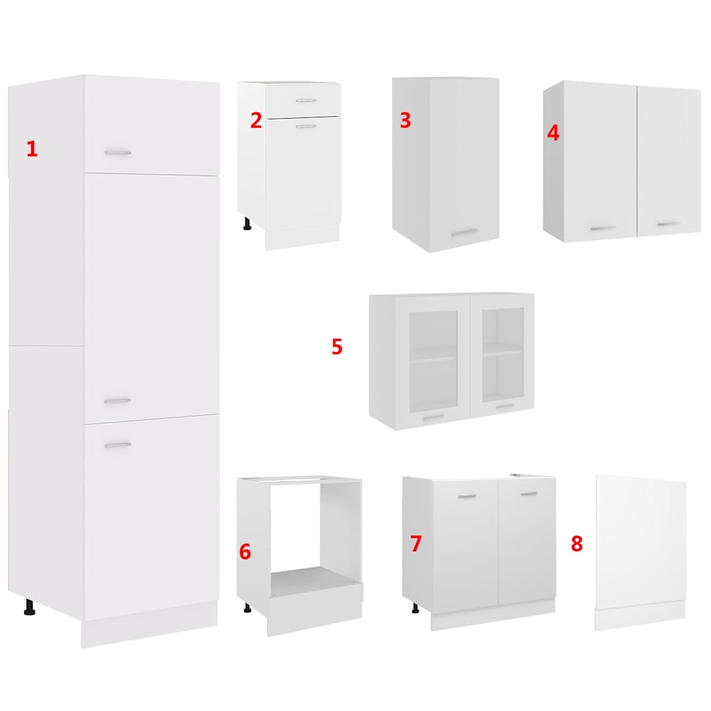 vidaXL 8 Piece Kitchen Cabinet Set Lyon" White Engineered Wood