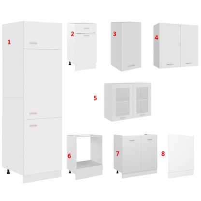 vidaXL 8 Piece Kitchen Cabinet Set Lyon" White Engineered Wood