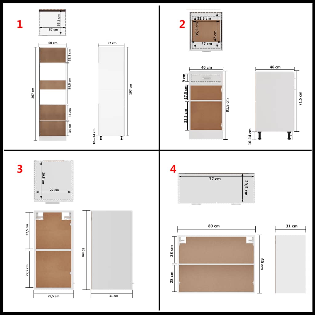 vidaXL 8 Piece Kitchen Cabinet Set Lyon White Engineered Wood