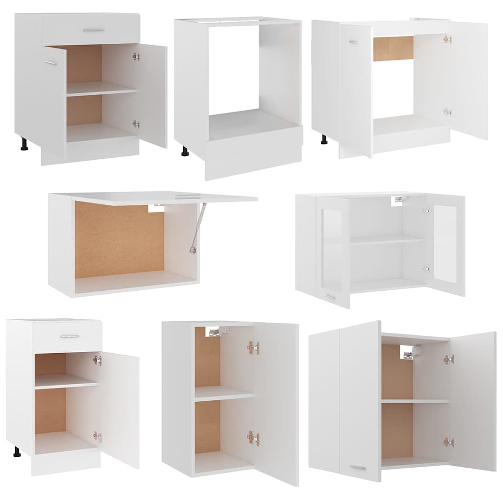 vidaXL 8 Piece Kitchen Cabinet Set Lyon White Engineered Wood