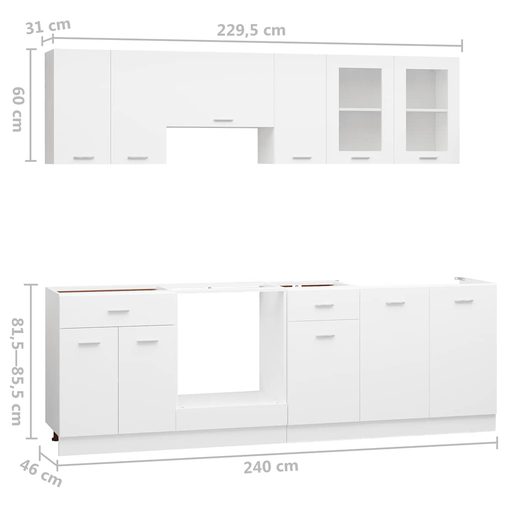 vidaXL 8 Piece Kitchen Cabinet Set Lyon White Engineered Wood
