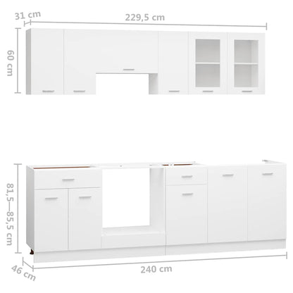 vidaXL 8 Piece Kitchen Cabinet Set Lyon White Engineered Wood
