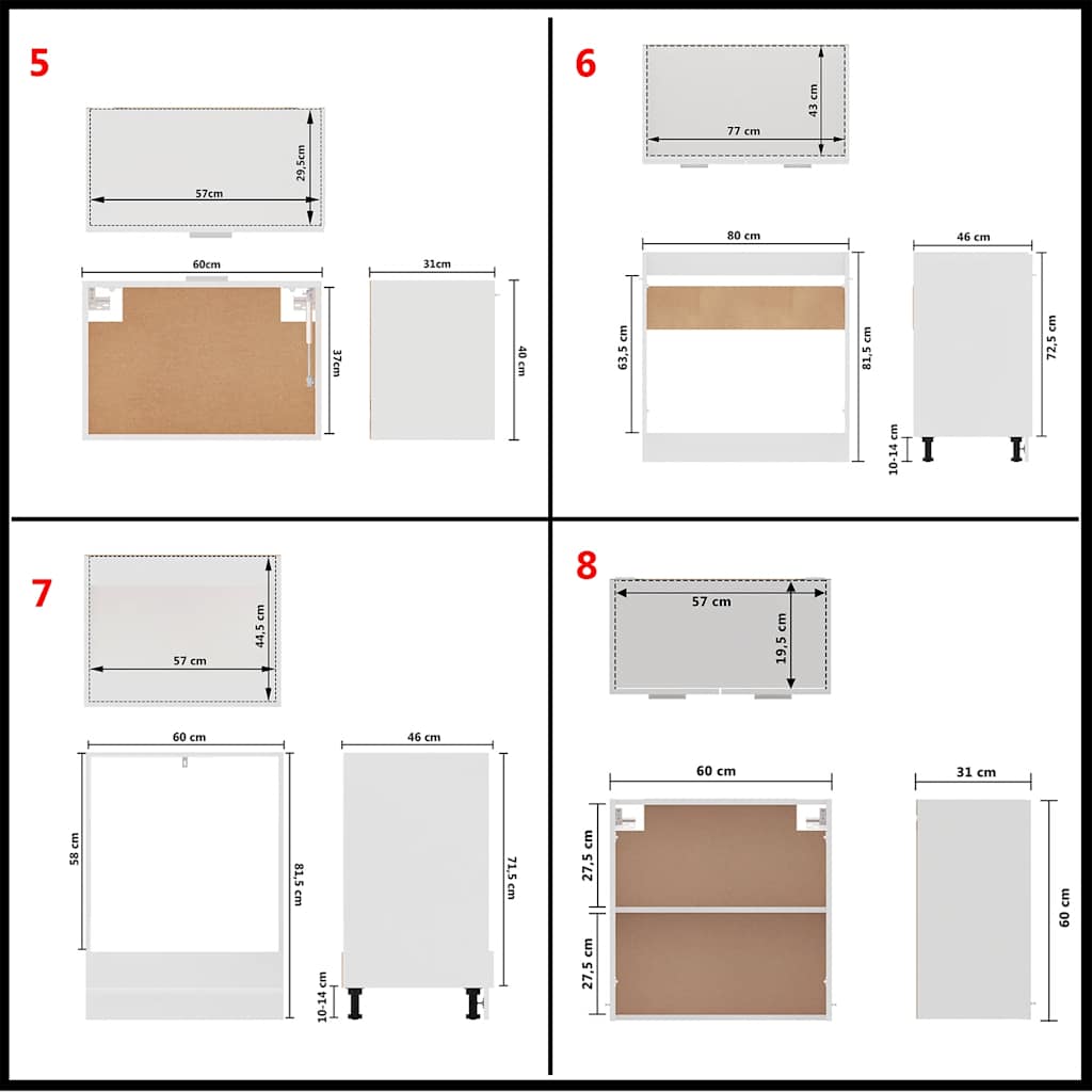 vidaXL 8 Piece Kitchen Cabinet Set Lyon White Engineered Wood