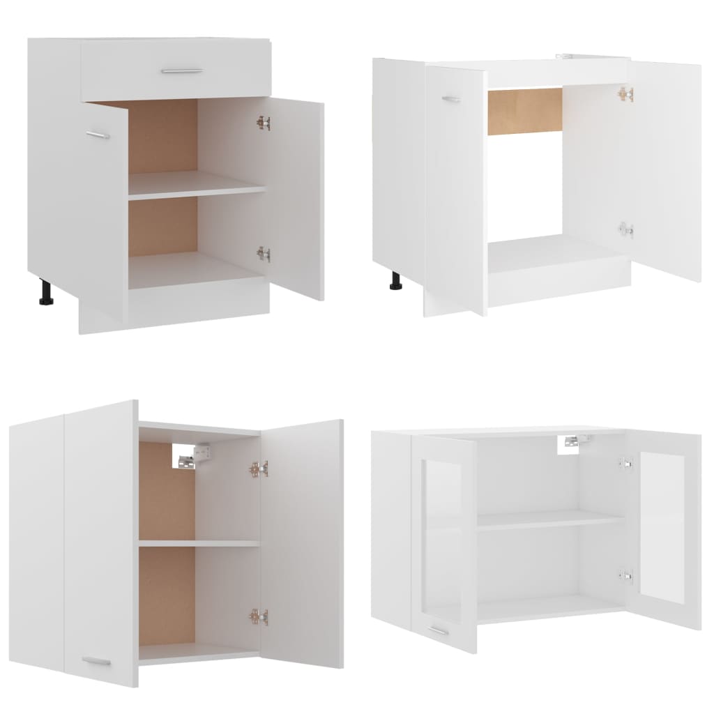 vidaXL 4 Piece Kitchen Cabinet Set Lyon White Engineered Wood