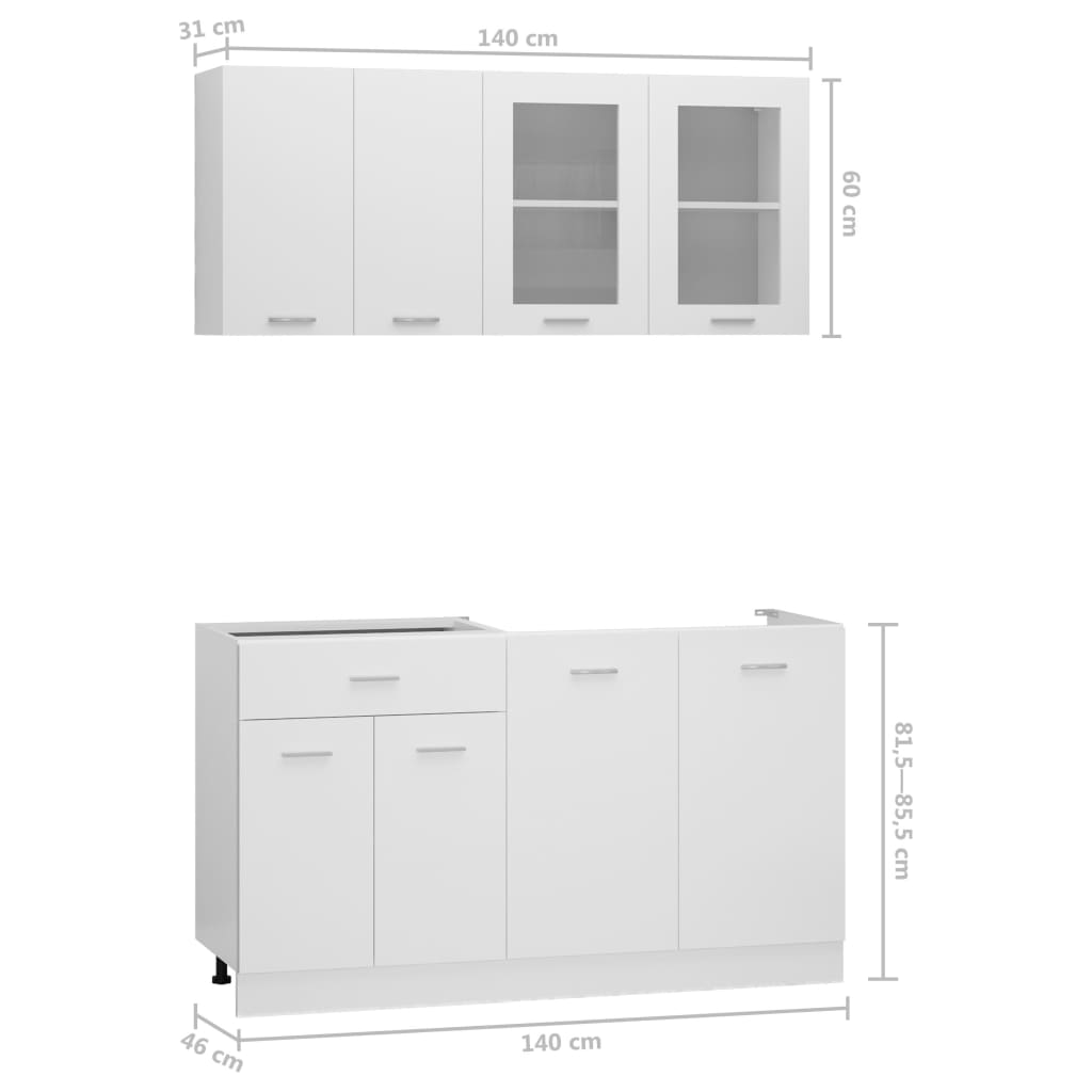 vidaXL 4 Piece Kitchen Cabinet Set Lyon White Engineered Wood