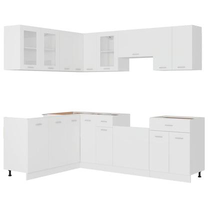 vidaXL 11 Piece Kitchen Cabinet Set Lyon White Engineered Wood