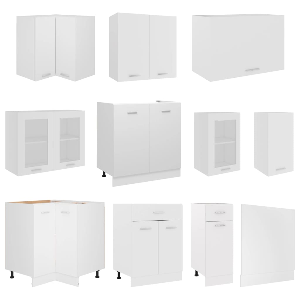 vidaXL 11 Piece Kitchen Cabinet Set Lyon White Engineered Wood