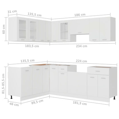 vidaXL 11 Piece Kitchen Cabinet Set Lyon White Engineered Wood