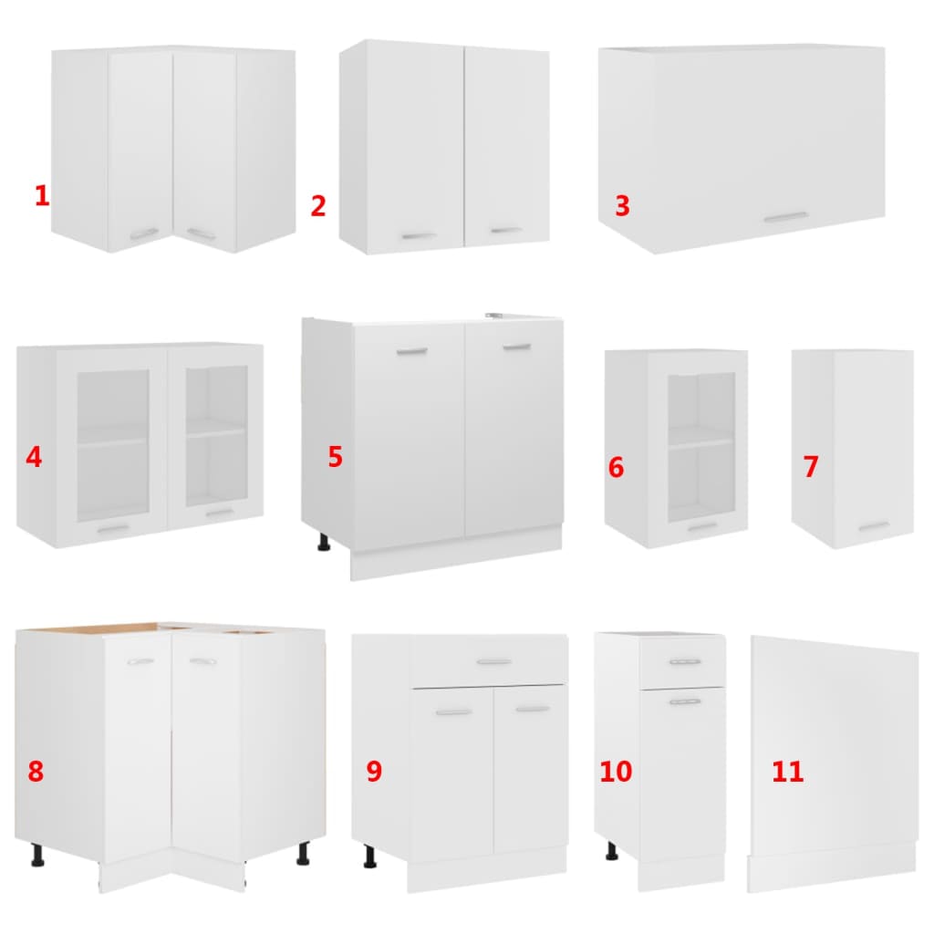 vidaXL 11 Piece Kitchen Cabinet Set Lyon White Engineered Wood