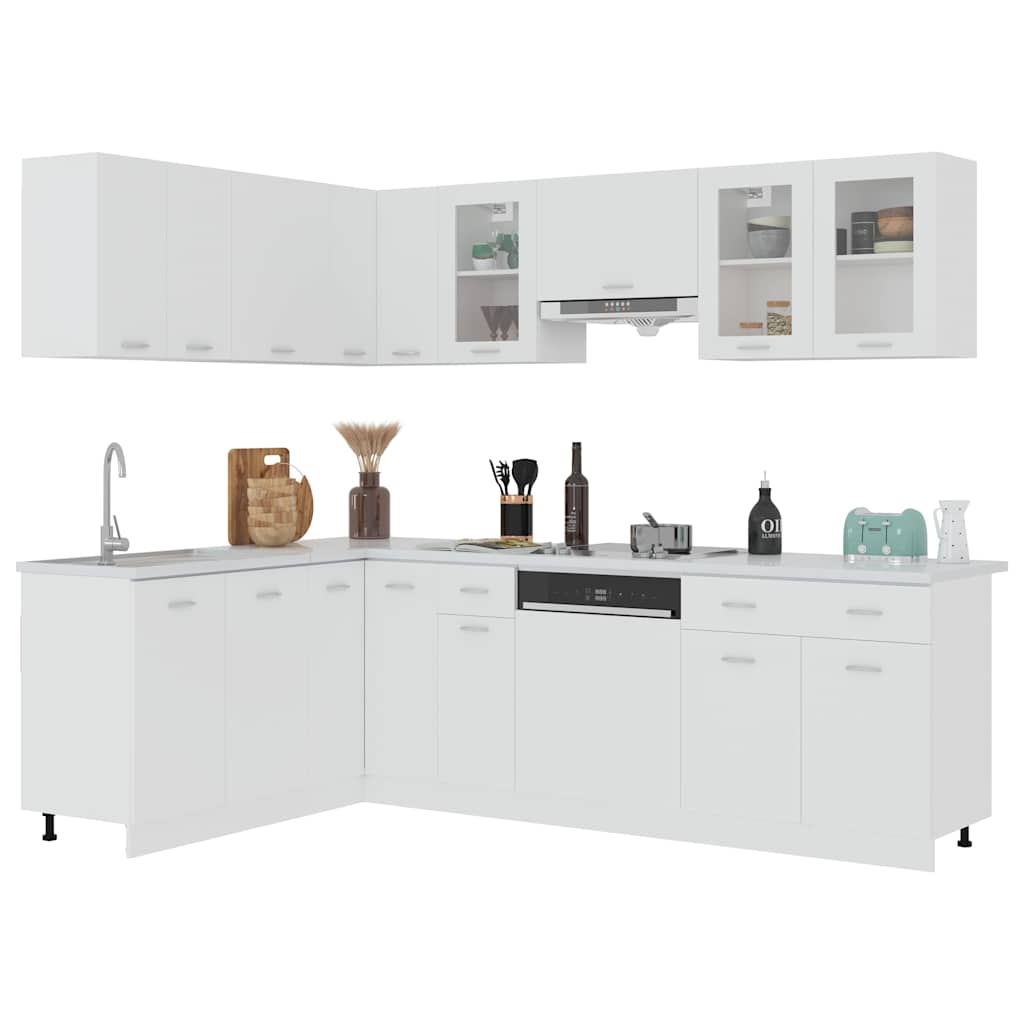 vidaXL Kitchen Cabinet Set | White | Engineered wood, glass
