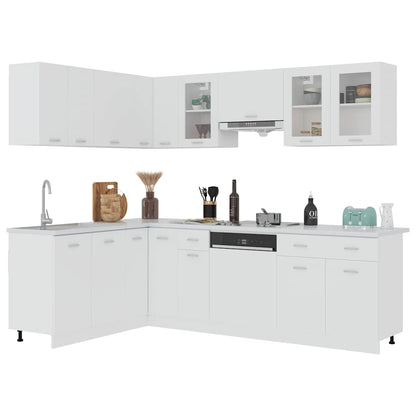 vidaXL Kitchen Cabinet Set | White | Engineered wood, glass